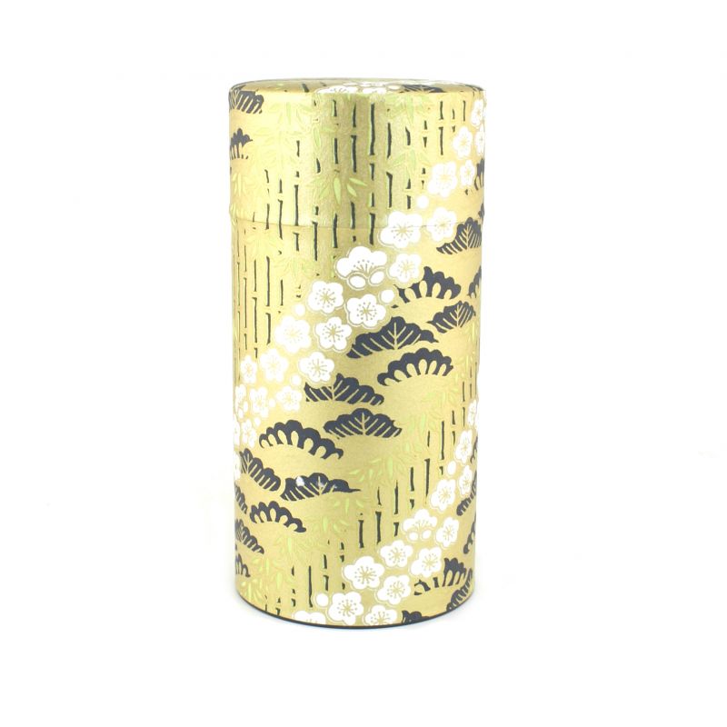 Golden Japanese tea box in washi paper - TAKESHIRABE - 200gr