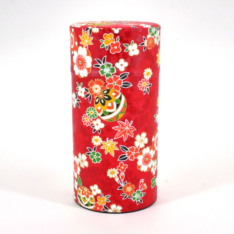 Boîte à thé japonaise rouge en papier washi - HANAYOSE - 200gr