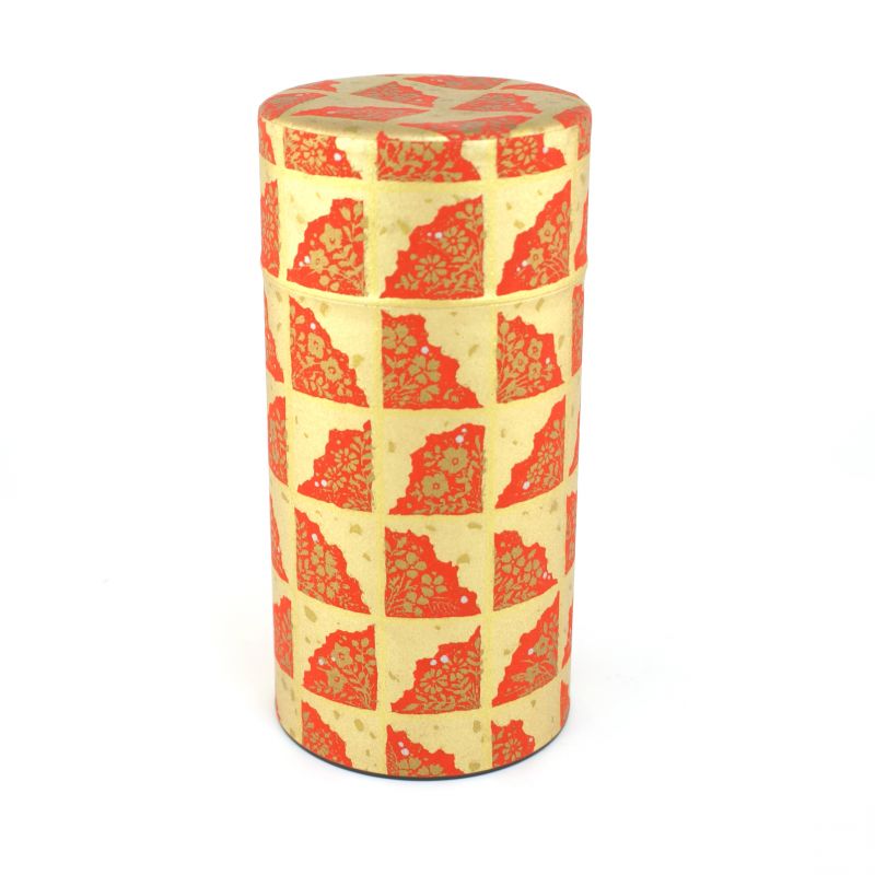 Japanischer rot-goldener Teedose in Washi-Papier - TENPAKU - 200gr