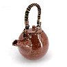 Japanese round ceramic teapot with bamboo handle and filter, brown, GIN GANRYO