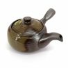 Japanese kyusu teapot in brown and green ceramic - RAITOGURIN