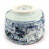 Cuenco de cerámica para ceremonia del té, blanco con motivos tradicionales azules - ANSENIKKU