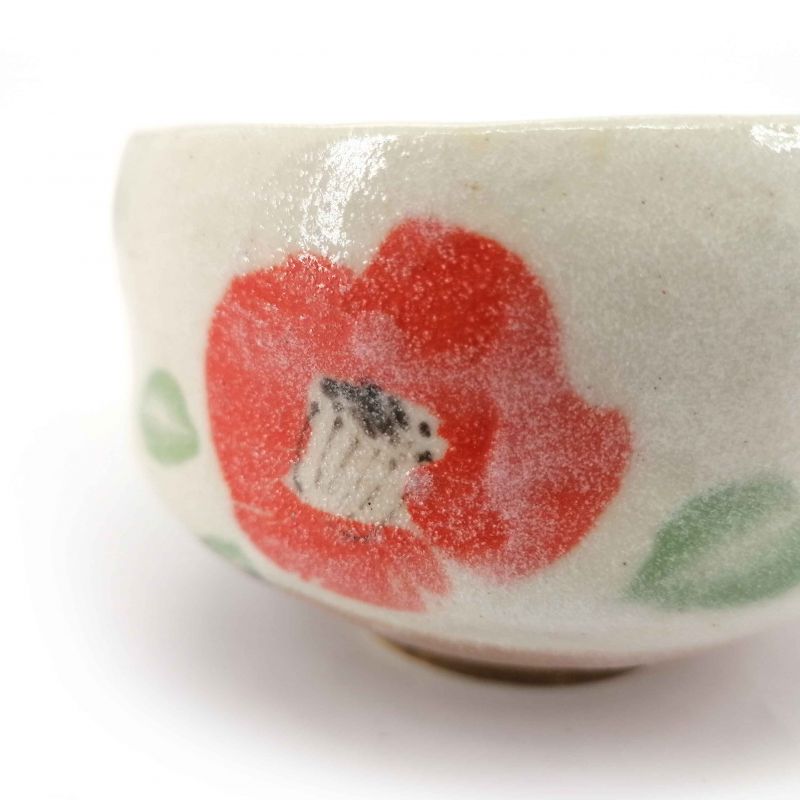 White ceramic flower bowl for tea ceremony - TSUBAKI