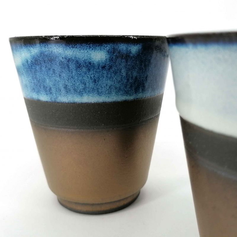 Duo di tazze da tè in ceramica, blu e bronzo - AOI BURONZU