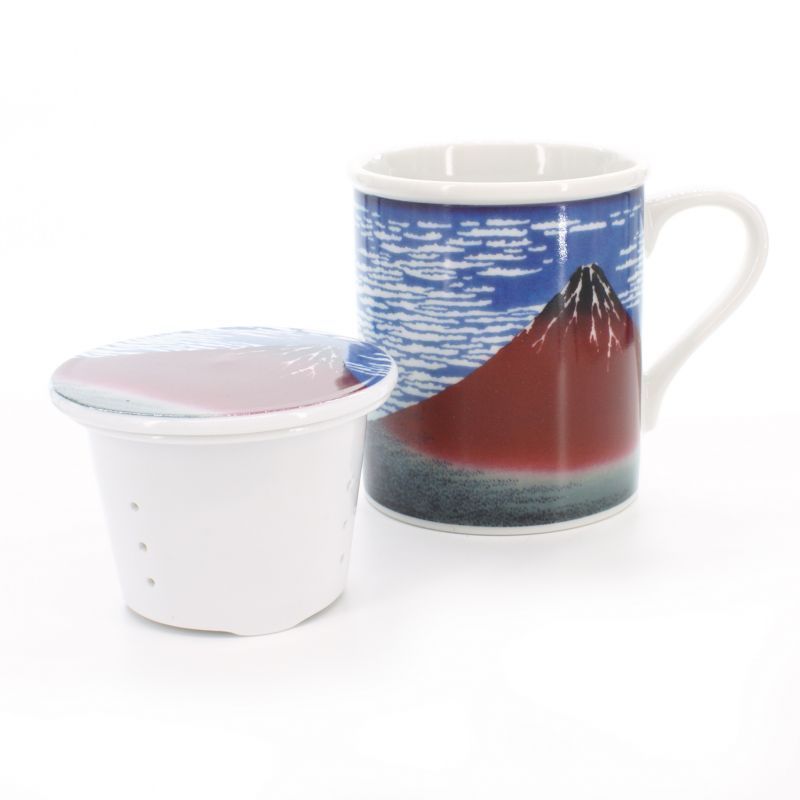 tasse traditionnelle japonaise avec couvercle et images mont fuji GAIFÛKAISEI