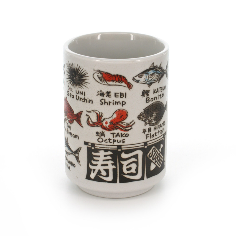 teacup with pictures white SAKANA EIGO