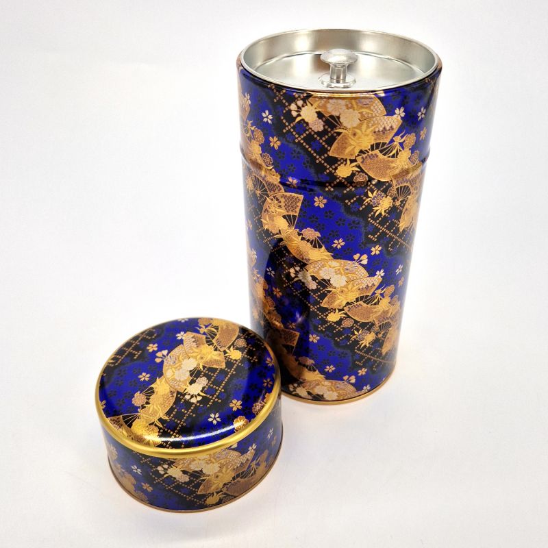 Japanische Teedose aus blauem Metall, GORUDEN , 200 g