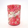 Japanese blue or pink tea caddy in washi paper, YUZEN HANA, 40 g or 100 g