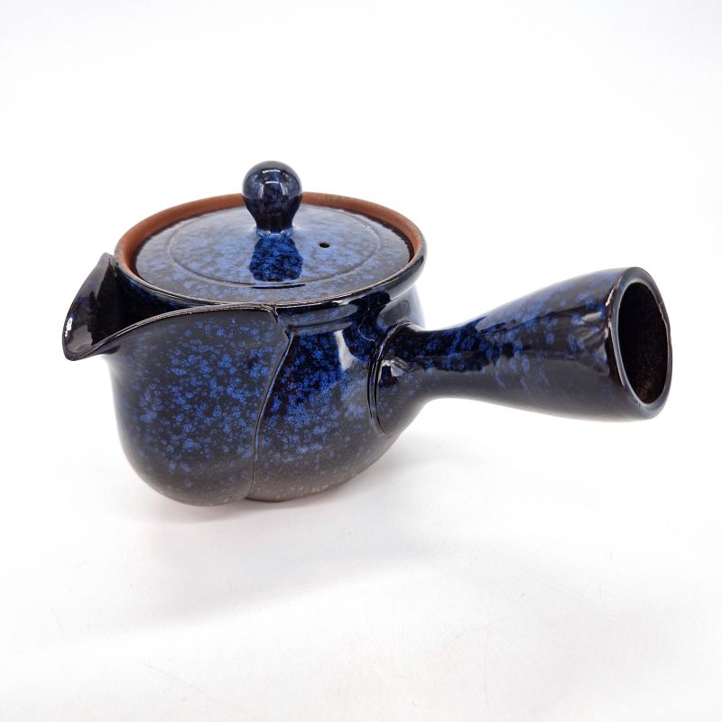 Japanese blue and black Tokoname kyusu teapot, AOKURO, 350 cc