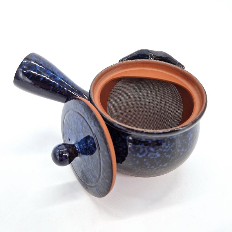 Japanese blue and black Tokoname kyusu teapot, AOKURO, 350 cc