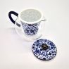 Théière japonaise en céramique et verre blanche et bleue, GARASU, 500cc