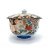 Bol à thé japonais Chawanmushi en céramique avec couvercle, motif floral - BOTAN