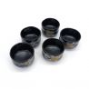 Set of 5 Hannari Japanese ceramic tea bowls - The four seasons of Japan - NIHON NO SHIKI