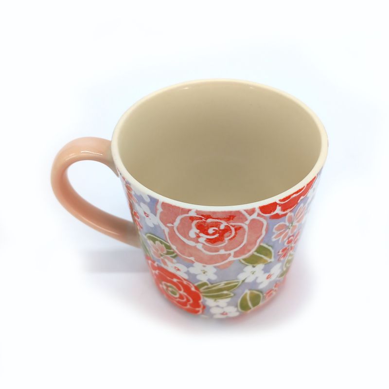 Japanische Keramiktasse - Rosa Blumen - PINKU NO HANA