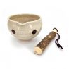 Japanese ceramic suribachi bowl - SURIBACHI - White with brown dot