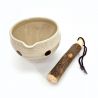 Japanese ceramic suribachi bowl - SURIBACHI - White with brown dot