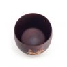 Japanese tea cup in dark natsume wood with maple leaf pattern, MOMIJI 1