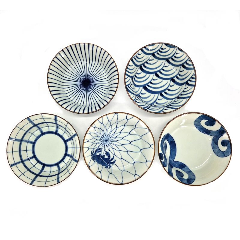Set de 5 bols à thé japonais en céramique - SOMETSUKE