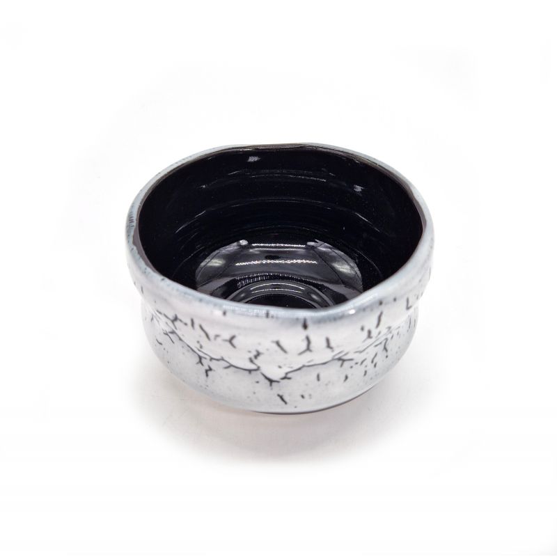 Bol blanc et noir en céramique pour cérémonie du thé - SHIKI