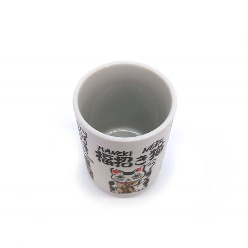 traditional Japanese tea cup with lucky cat designs, KOUN NA NEKO