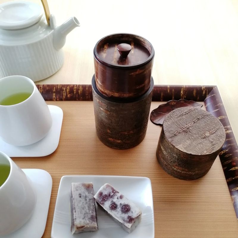 Boîte à thé en écorce de cerisier , HOSOGATA CHIRASHI
