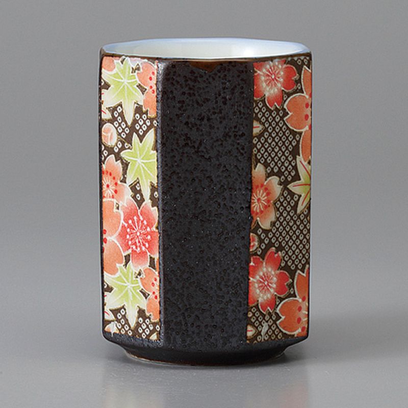 japanische Tasse achteckige schwarze Blüten SAKURA