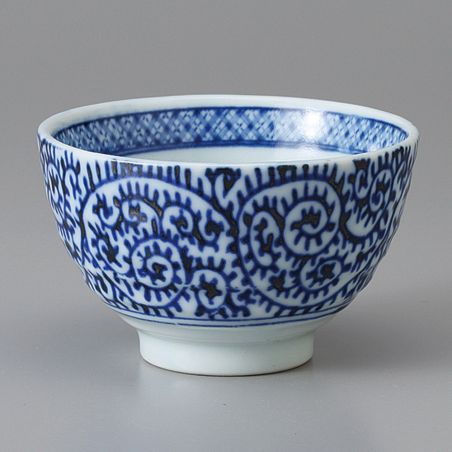 japanische Teetasse, TAKO-KARAKUSA SENCHA, blaue Muster