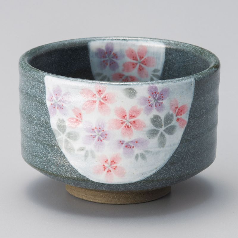 Cuenco de té japonés para ceremonia – chawan, MONKURO, flores de ciruelo
