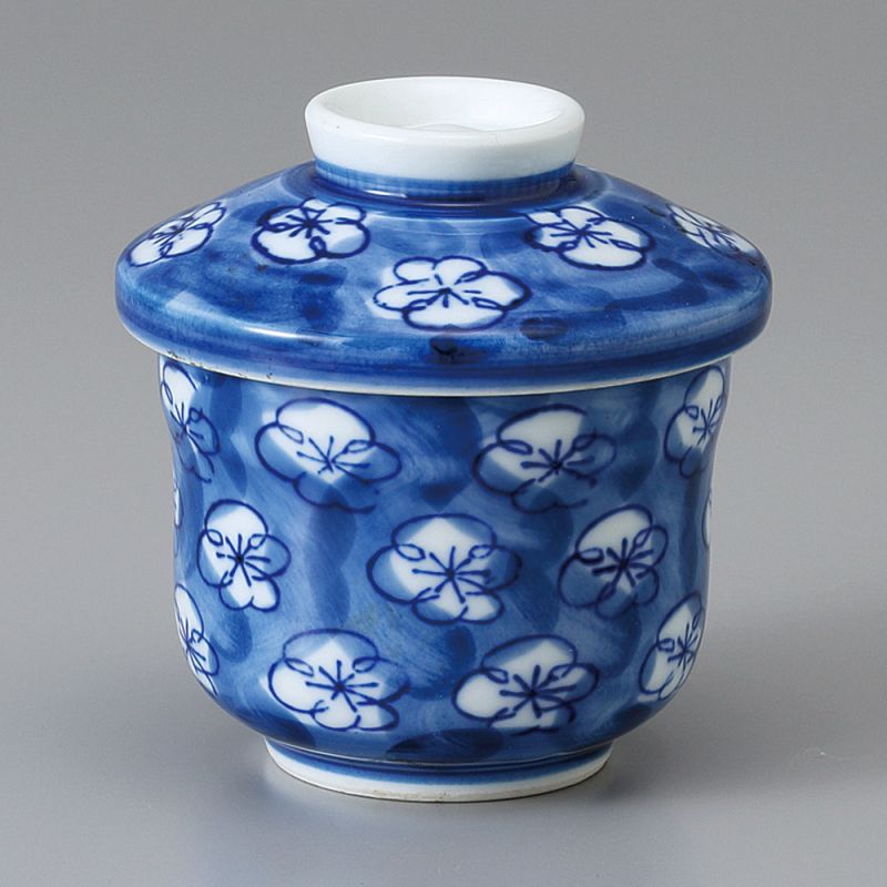 Japanese tea bowl with lid - chawanmushi - UME plum blossoms