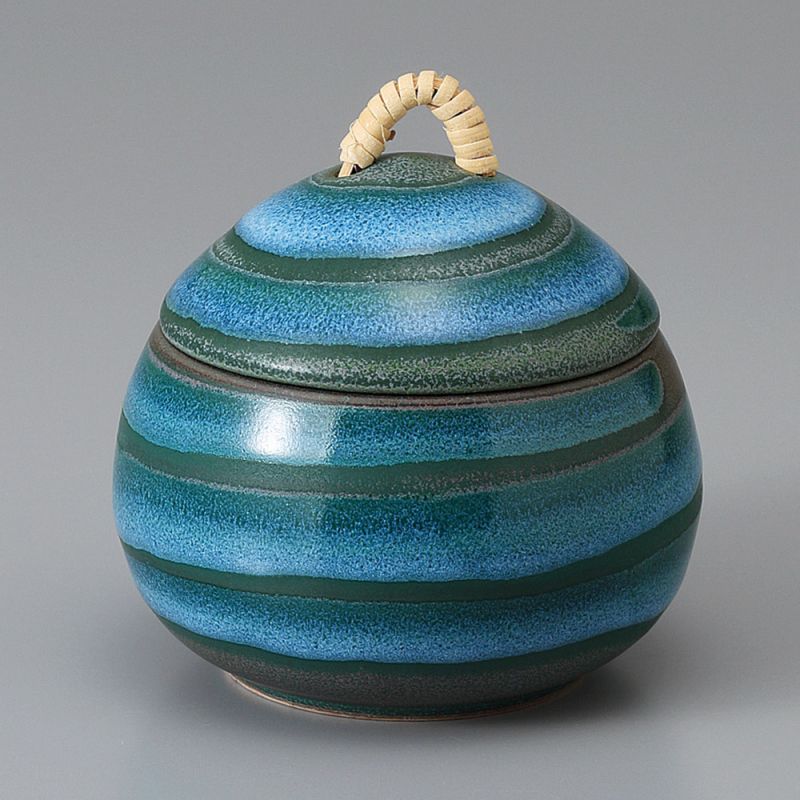 Cuenco de té japonés de cerámica Chawanmushi con tapa, azul, remolino, NARUTO