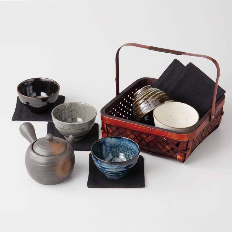 Servicio de cerámica de té japonés 1 tetera y 5 tazas 6 pcs PRESTIGE