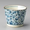 Tasse japonaise Soba choko en céramique KOHANA fleurs bleues