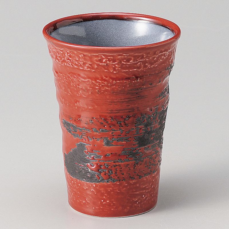 grande tazza H11.1cm in ceramica giapponese rossa e grigia AKAYÛ