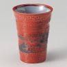 grande tasse rouge et grise japonaise en céramique AKAYÛ