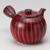 Teiera giapponese in ceramica kyusu con filtro rimovibile e interno smaltato, bicolore rosso - AKAI SEN