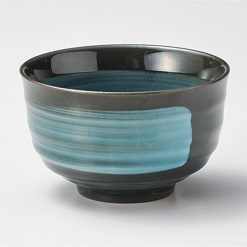 tasse à thé noire japonaise pinceau turquois EMERALD