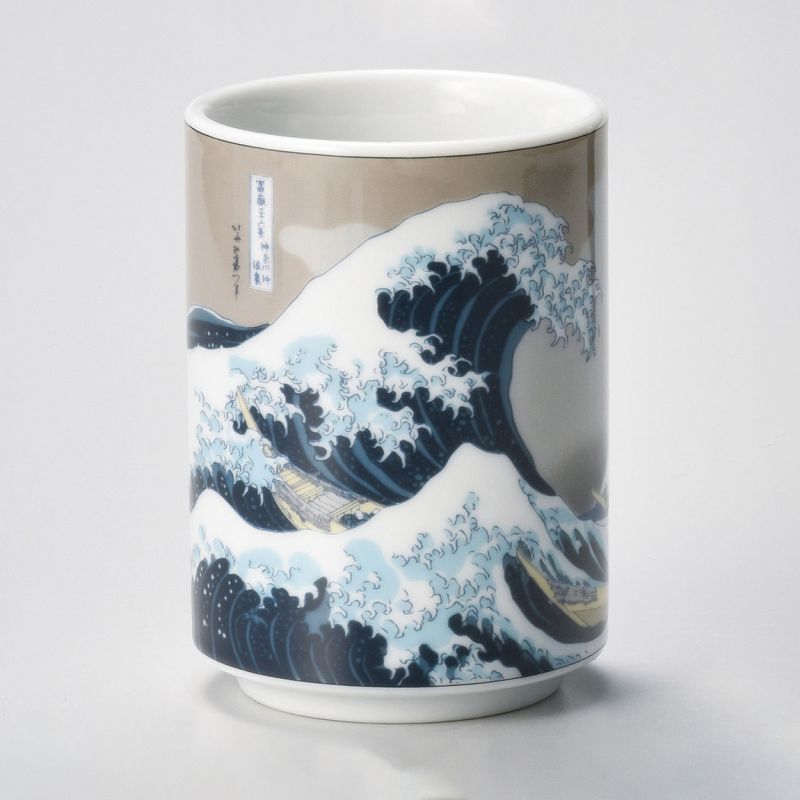 taza de té japonés, HOKUSAI, ondas