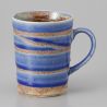 Japanese blue ceramic tea mug with handle AOYU whirlpool
