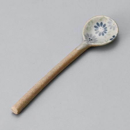 Japanese ceramic spoon, flower patterns 1, FURAWAZU 1