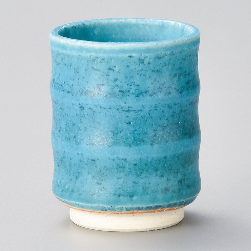 Taza de té japonesa de ceramica, KOHIKI azul turquesa