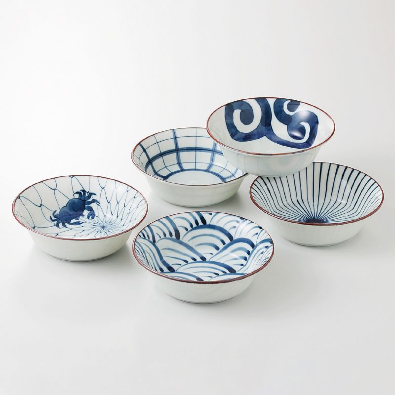 Set de 5 bols à thé japonais en céramique - SOMETSUKE