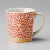 Mug japonais à thé en céramique avec anse,TAKO KARAKUSA, rouge