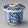 Blue japanese tea bowl with lid - chawanmushi - SHÔZUI HANA