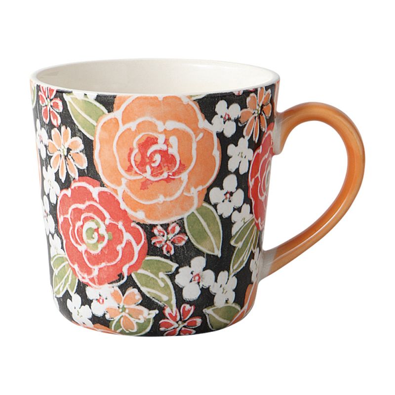 Japanische Keramiktasse - Orangefarbene Blumen - ORENJI IRO NO HANA