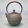 Japanese cast iron kettle with copper lid, MARU, bronze
