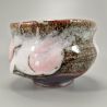 Cuenco de té japonés para ceremonia – chawan, SEIJI, gris blanco y rosa
