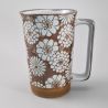 Large Japanese ceramic tea mug - Hanazome Brown