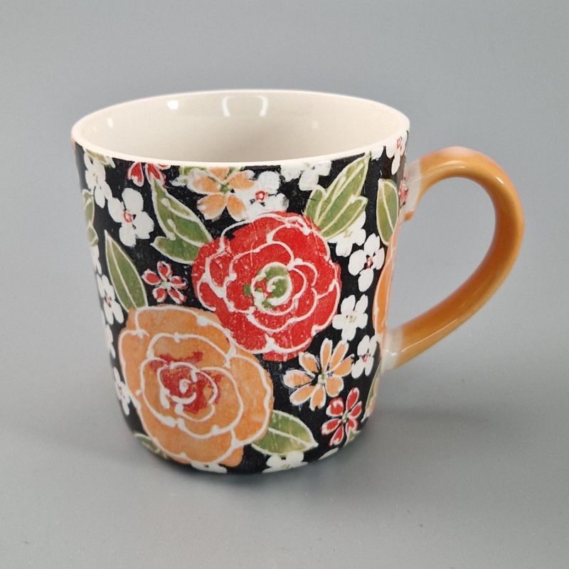 Japanese ceramic mug - Orange flowers -ORENJI IRO NO HANA