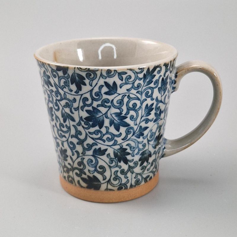 Taza de cerámica japonesa con asa, flores azules, SARASA