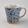 Japanese ceramic mug with handle, blue flowers, SARASA